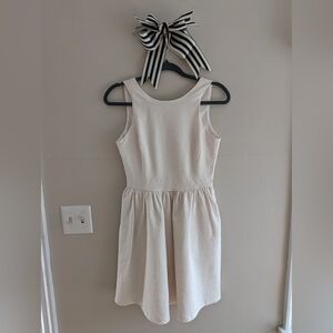 Olivaceous Textured White Low-Back Dress